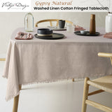 NNEDSZ Vintage Design Homewares Gypsy Natural Fringed Washed Linen Cotton Tablecloth 150cm x 275cm