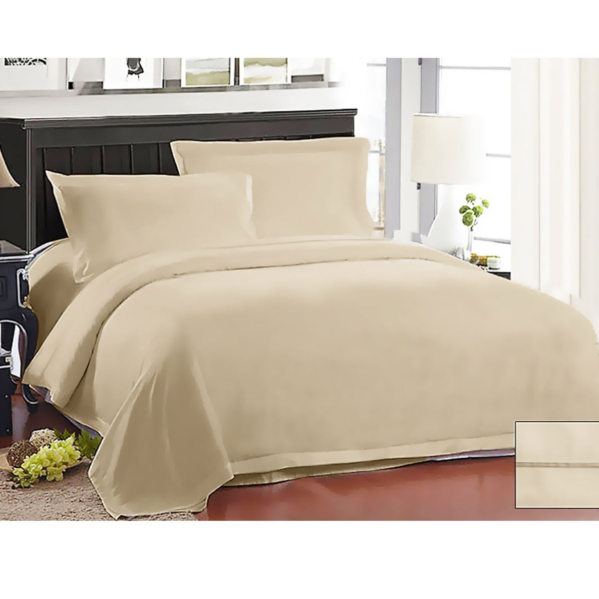 Ramesses 1000TC American Pima Cotton Plain Design Sheet Set Linen King