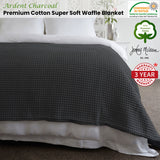 NNEDSZ Jenny Mclean Ardent Premium Super Soft Cotton Waffle Blanket Charcoal Queen