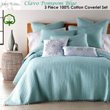 NNEDSZ Jenny Mclean Clavo Pompom Blue 3 Piece 100% Cotton Coverlet Set Super King