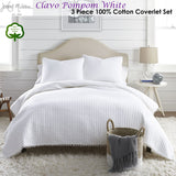 NNEDSZ Jenny Mclean Clavo Pompom White 3 Piece 100% Cotton Coverlet Set King