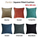 NNEDSZ Jason Parker Blue Black Square Filled Cushion 44 x 44 cm