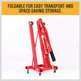 NNEDSZ 2-Ton Hydraulic Engine Crane Foldable Hoist Stand for Mobile Garage Lifting- Workshop Essential