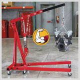 NNEDSZ 2-Ton Hydraulic Engine Crane Foldable Hoist Stand for Mobile Garage Lifting- Workshop Essential