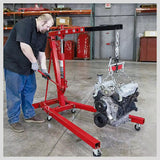 NNEDSZ 2-Ton Hydraulic Engine Crane Foldable Hoist Stand for Mobile Garage Lifting- Workshop Essential
