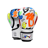 NNEDSZ Kids' 6Oz Boxing Gloves For Training And Fighting - Graffiti Design - Black