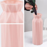 NNEDSZ 2-pack Plastic Round Vases - Simple Anti-fall Home Decor Ornaments - Pink