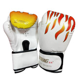 NNEDSZ Adult Flame Pattern Pu Leather Boxing Gloves - Fitness - Red