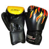 NNEDSZ Adult Flame Pattern Pu Leather Boxing Gloves - Fitness - Red