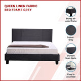 NNEDSZ Queen Linen Fabric Bed Frame Grey