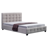 NNEDSZ Linen Fabric Double Deluxe Bed Frame Beige