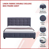 NNEDSZ Linen Fabric Double Deluxe Bed Frame Grey