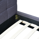 NNEDSZ Linen Fabric Double Deluxe Bed Frame Grey