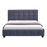 NNEDSZ Linen Fabric Double Deluxe Bed Frame Grey