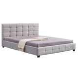 NNEDSZ Linen Fabric King Deluxe Bed Frame Beige