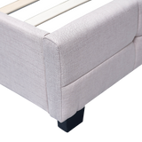 NNEDSZ Linen Fabric King Deluxe Bed Frame Beige