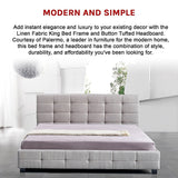 NNEDSZ Linen Fabric King Deluxe Bed Frame Beige