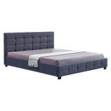 NNEDSZ Linen Fabric King Deluxe Bed Frame Grey