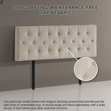 NNEDSZ Linen Fabric Queen Bed Deluxe Headboard Bedhead - Beige