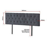 NNEDSZ Linen Fabric King Bed Deluxe Headboard Bedhead - Grey