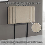NNEDSZ Linen Fabric Single Bed Deluxe Headboard Bedhead - Beige
