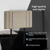 NNEDSZ Linen Fabric Single Bed Deluxe Headboard Bedhead - Beige