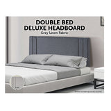 NNEDSZ Linen Fabric Double Bed Deluxe Headboard Bedhead - Grey