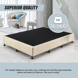 NNEDSZ Palermo Queen Ensemble Bed Base Platinum Natural Sand Linen Fabric