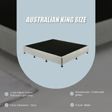 NNEDSZ Palermo King Ensemble Bed Base Platinum Light Grey Linen Fabric