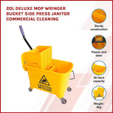 NNEDSZ 20L Deluxe Mop Wringer Bucket Side Press Janitor Commercial Cleaning