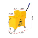NNEDSZ 20L Deluxe Mop Wringer Bucket Side Press Janitor Commercial Cleaning