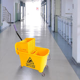 NNEDSZ 20L Deluxe Mop Wringer Bucket Side Press Janitor Commercial Cleaning