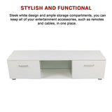 NNEDSZ TV Cabinet Entertainment Unit Stand High Gloss Storage Shelf 140cm White