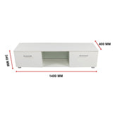NNEDSZ TV Cabinet Entertainment Unit Stand High Gloss Storage Shelf 140cm White