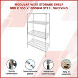 NNEDSZ Modular Wire Storage Shelf 900 x 350 x 1800mm Steel Shelving