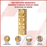 NNEDSZ 360 Rotating Bookshelf Bamboo Storage Display Rack Shelving in Wood