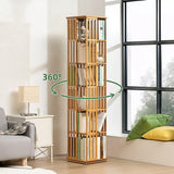 NNEDSZ 360 Rotating Bookshelf Bamboo Storage Display Rack Shelving in Wood