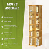 NNEDSZ 360 Rotating Bookshelf Bamboo Storage Display Rack Shelving in Wood
