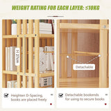 NNEDSZ 360 Rotating Bookshelf Bamboo Storage Display Rack Shelving in Wood