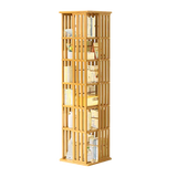 NNEDSZ 360 Rotating Bookshelf Bamboo Storage Display Rack Shelving in Wood