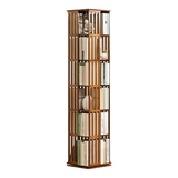 NNEDSZ 360 Rotating Bookshelf Bamboo Storage Display Rack Shelving in Dark Wood