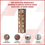 NNEDSZ 360 Rotating Bookshelf Bamboo Storage Display Rack Shelving in Dark Wood