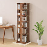 NNEDSZ 360 Rotating Bookshelf Bamboo Storage Display Rack Shelving in Dark Wood