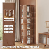 NNEDSZ 360 Rotating Bookshelf Bamboo Storage Display Rack Shelving in Dark Wood