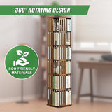 NNEDSZ 360 Rotating Bookshelf Bamboo Storage Display Rack Shelving in Dark Wood
