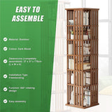 NNEDSZ 360 Rotating Bookshelf Bamboo Storage Display Rack Shelving in Dark Wood