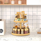 NNEDSZ 2-Tier Bamboo Lazy Susan Turntable Organizer for Kitchen Counter Cabinet