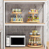 NNEDSZ 2-Tier Bamboo Lazy Susan Turntable Organizer for Kitchen Counter Cabinet