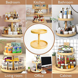NNEDSZ 2-Tier Bamboo Lazy Susan Turntable Organizer for Kitchen Counter Cabinet