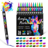 NNEDSZ 36-Pack Dual-Tip Acrylic Paint Markers - 72 Vibrant Colors, Waterproof & Quick-Dry for Art Projects